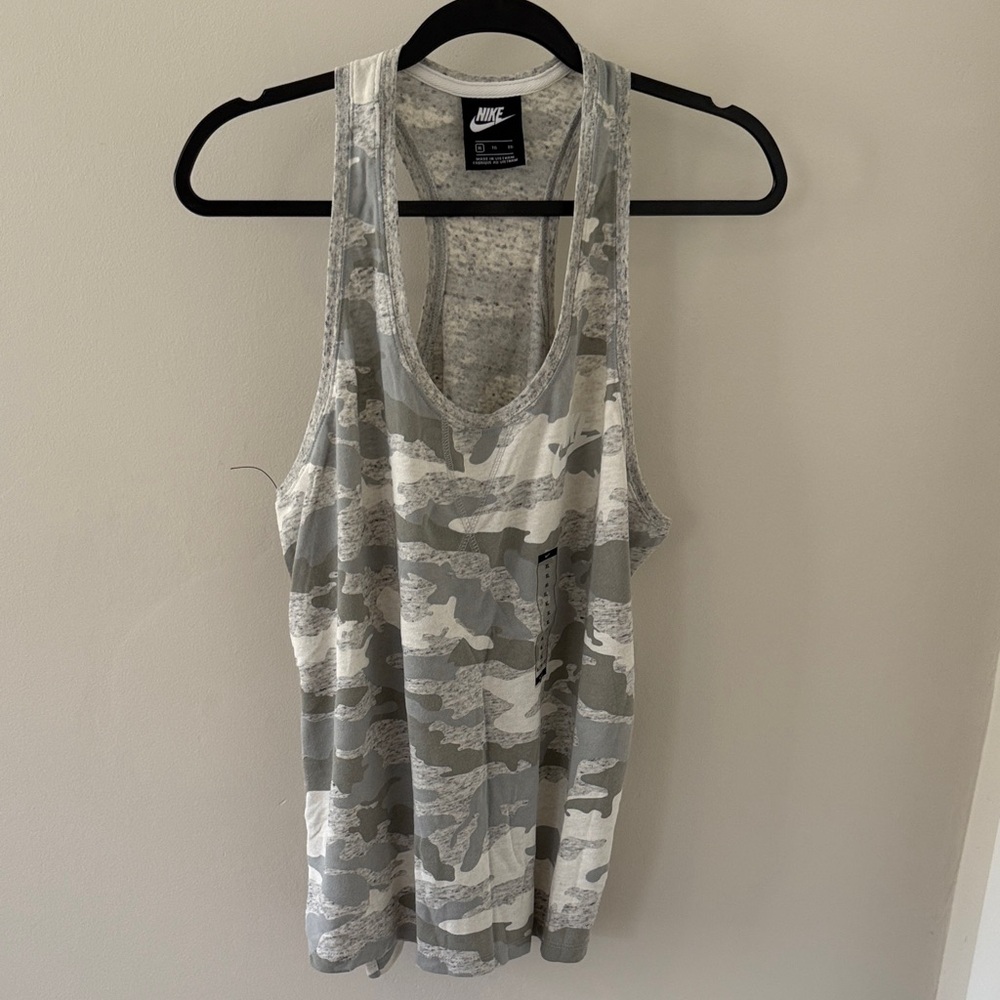 Nike Gray and White Camo Tank Top